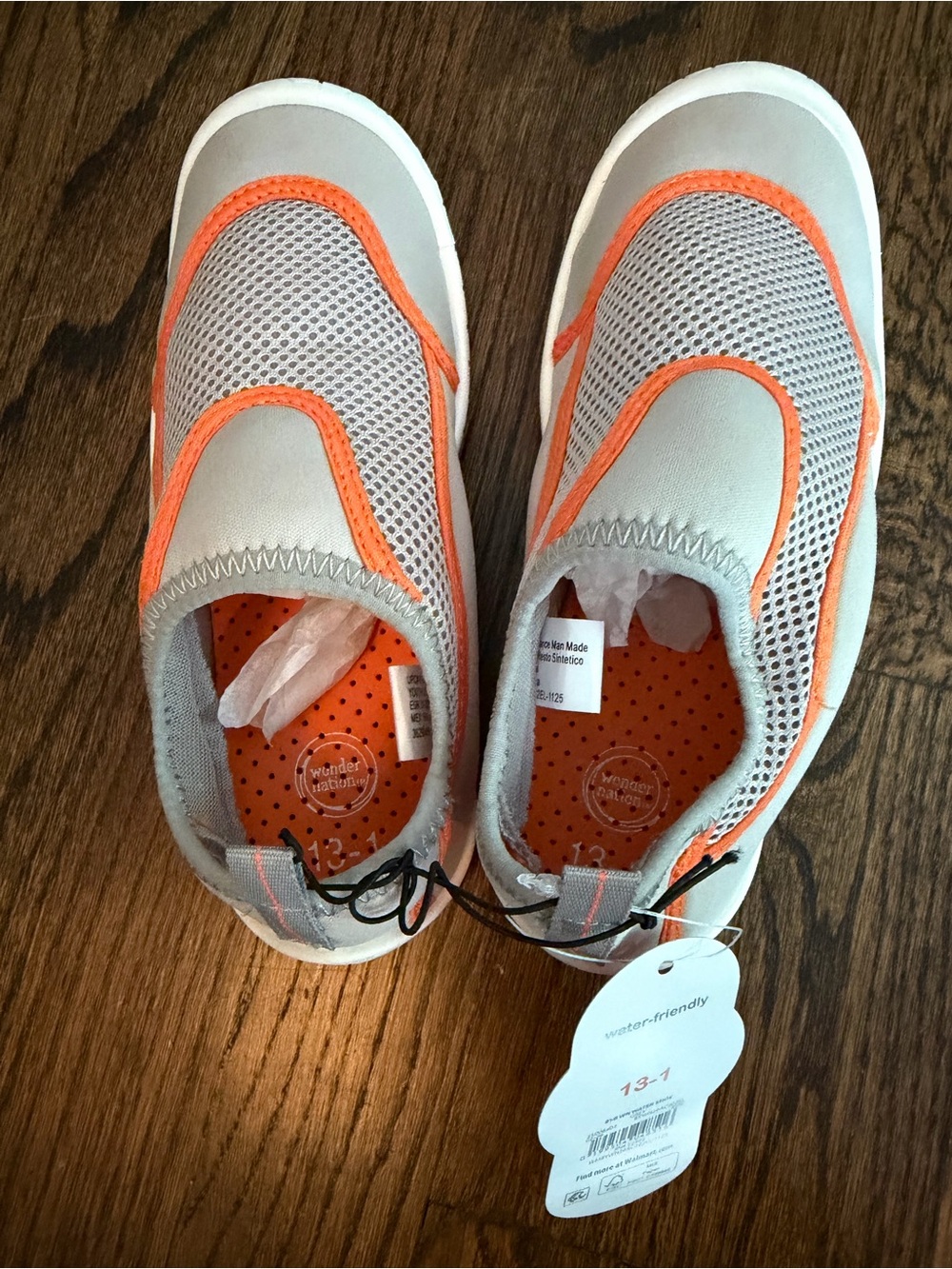 Gray and Orange Slip-On Water-Friendly Sneakers